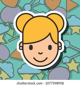 happy girl face on social media background