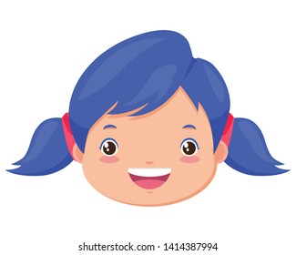 happy girl face smiling character vector illustration