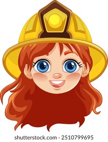 Happy girl in firefighter helmet vector