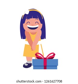 happy girl with gift box celebration