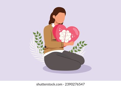 Happy girl gives love and optimistic. Love concept. Colored flat vector illustration isolated.