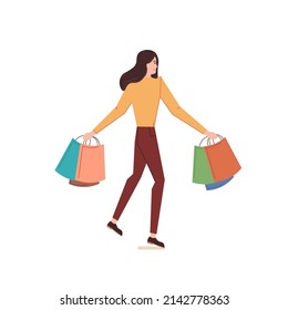 Happy girl goes shopping. Beautiful illustration of a woman spending leisure time.
Modern man design