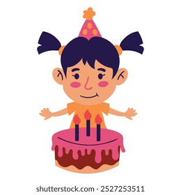 happy girl having fun celebrating birthday party isolated