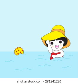 Happy Girl Having Fun In The Sea