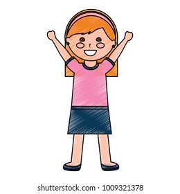 happy girl with headband kid child icon image 