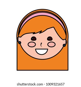 happy girl with headband kid child icon image 