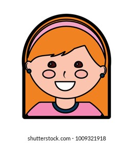 happy girl with headband kid child icon image 