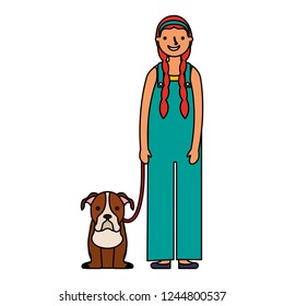 happy girl with her pet dog