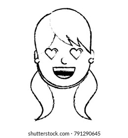 happy girl with her smiling face and heart shape eyes