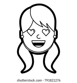 happy girl with her smiling face and heart shape eyes