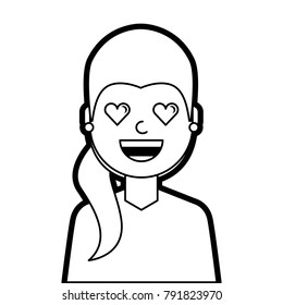 happy girl with her smiling face and heart shape eyes