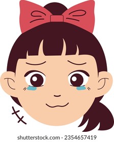 Happy Girl Hold Back Laughter Kids Face Feeling Emotion Vector Illustration 