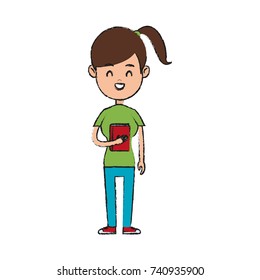 happy girl holding book icon image