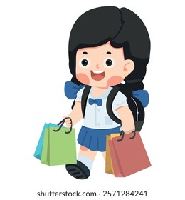 happy girl holding shopping bags 