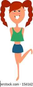 Happy girl, illustration, vector on white background.