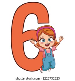 happy girl jumping number