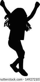 a happy girl jumping silhouette vector