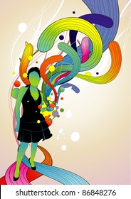happy girl jumping vector