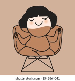 Happy Girl Just Disguise Herself As A Chair While Relaxing On it Concept Card Character illustration