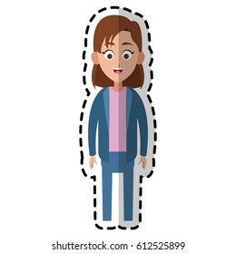 happy girl kid or child with short brown hair icon image 