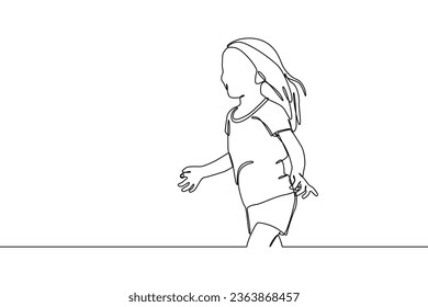 Happy girl. Kids activity minimalist concept. Funny cartoon character. Vector illustration. Isolated on white background.