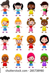happy girl kids cartoon collection