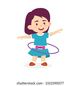 Cartoon Little Girl Spins Hula Hoop Stock Vector (Royalty Free) 589910648