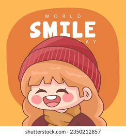 Happy girl laughing in the world smile day
