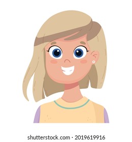The happy girl laughs. Human emotions. Vector avatar with a happy woman.