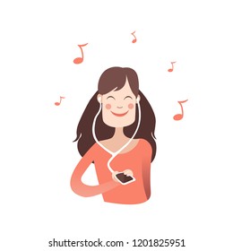 Happy girl listening to music