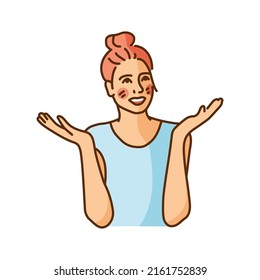 Happy girl in love color line illustration. Behavior of people