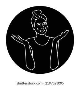 Happy girl in love color line illustration. Behavior of people