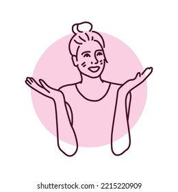 Happy girl in love color line illustration