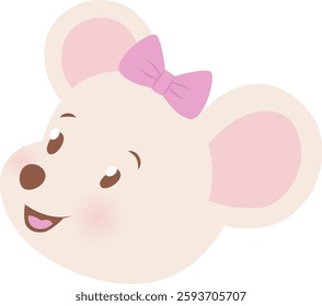 Happy Girl Mice Face Portrait Vector Illustration