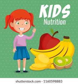 happy girl with nutrition food