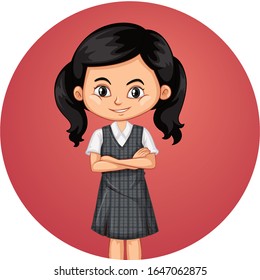 Happy girl on round background illustration