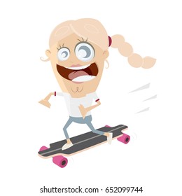happy girl on skateboard