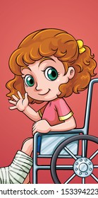 Happy girl on wheelchair illustration