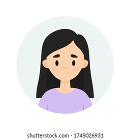 Happy girl on a white background.  Avatar of a young woman.