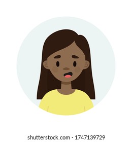 Happy girl on a white background.  Avatar of a young woman talking.