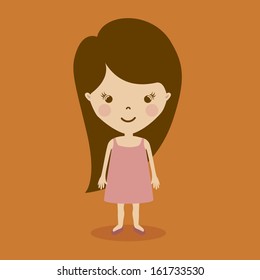 happy girl over orange background vector illustration