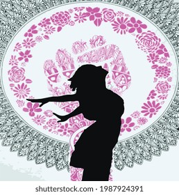 happy girl pencil art vector
