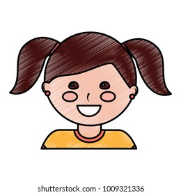 happy girl with pigtails kid child icon image 