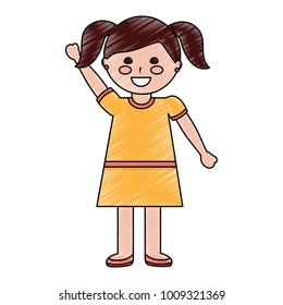 happy girl with pigtails kid child icon image 