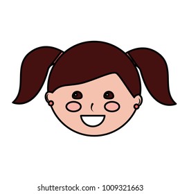 happy girl with pigtails kid child icon image 