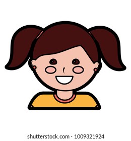 happy girl with pigtails kid child icon image 