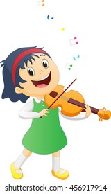 happy girl playing violin