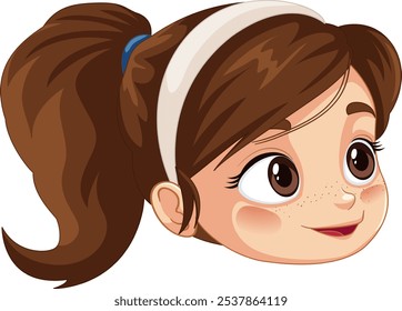 Happy girl with ponytail and headband