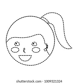 happy girl with ponytail kid child icon image 
