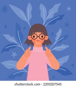 happy girl poster with plants
